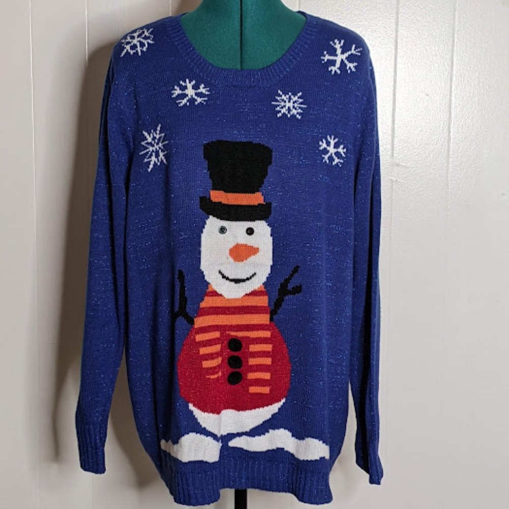 Holiday Time Woman's Christmas Snowman Sweater. Size 2X ( 18W/20W).